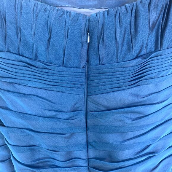 Bill Levkoff Ruched Pleated Strapless Cocktail Dress Ruffle Blue 10 Prom Hoco - Picture 6 of 8